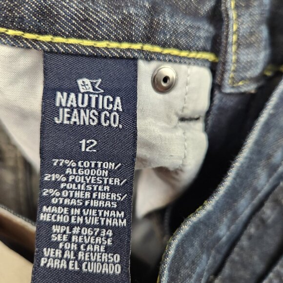 Nautica Jeans Boy's 12 Bootcut Dark Wash Blue Denim Pants - Picture 8 of 9